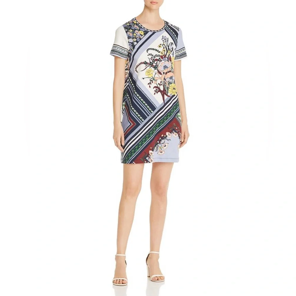 TORY BURCH Boho Flower Printed Grannycore Summer T-Shirt Dress Size XS